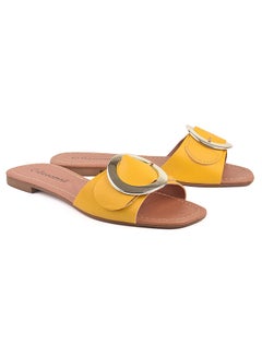 اشتري Zora Dyed Flat Sandals Yellow في السعودية