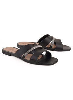 اشتري Carlos Dyed Flat Sandals أسود في السعودية