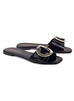 اشتري Zora Dyed Flat Sandals Black في السعودية