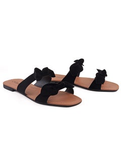 اشتري Serena Dyed Flat Sandals Black في السعودية