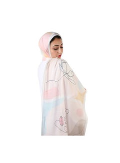 اشتري Casual Floral hijab Beige-Blue-Off-White في مصر