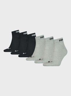 Buy Pack Of 6 Elements Quarter Socks Black in UAE