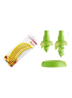 Buy Banana Slicer Cutter Chopper And Lemon Orange Stem Sprayers Set Green 25x7cm in Egypt