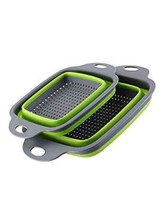 اشتري Set Foldable Fruit Vegetable Washing Basket Strainer Portabl Silicone Blue-Grey 320cm في مصر