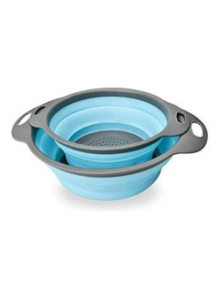 اشتري Collapsible Colanders Strainers Set 2 Pieces Grey-Light Blue في مصر