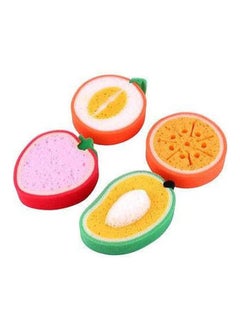 Buy Dish Cleaning Sponge Fruit Shape Kitchen Washing Sponge Set Of 4 Multicolour in Egypt