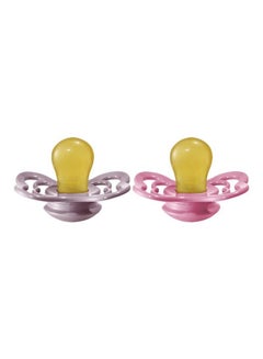 Buy Pacifier Supreme Latex Size 1,  Baby 0-6M,  2-Pieces - Heather/Coral in UAE
