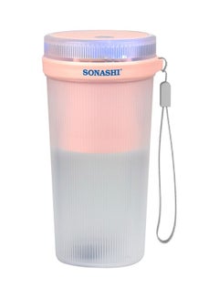 Buy Rechargeable Portable Blender | 4 Stainless Steel Sharp Blades - Perfect for Juices, Smoothies, Milkshakes| LED Light Indicator, Easy Clean and Carry Grey/Pink 350ml in UAE