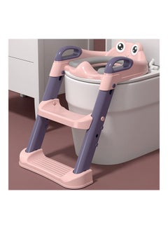 Buy Foldable Toilet Training Seat With Adjustable Step Stool Ladder in UAE