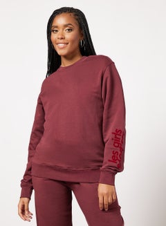 Buy Basic Oversized Sweatshirt Maroon in UAE