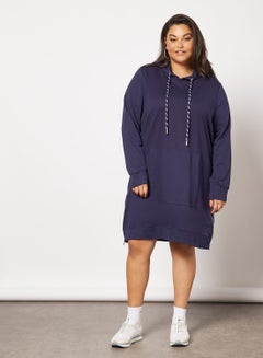 Buy Curve Hooded Dress Blue in Saudi Arabia