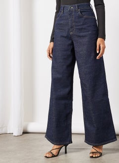 Buy Austyyn High Waist Wide Leg Jeans Blue in UAE