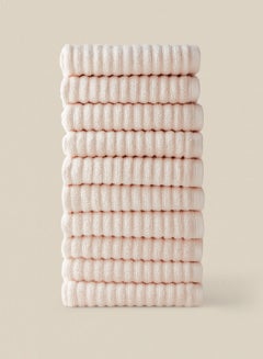 Buy 10 Piece Bathroom Towel Set - 450 GSM 100% Cotton Ribbed - 10 Hand Towel - Highly Absorbent - Fast Dry Blush 40 x 70cm in UAE