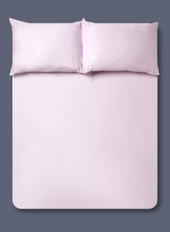 اشتري Fitted Bedsheet Set Twin Size  100% Organic Cotton Premium Quality 220 TC Breathable And Soft 1 Bed Sheet And 2 Pillow Cases Lilac Color Lilac 140 x 200 + 33cm في الامارات