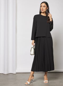 Buy Solid Blouse and Skirt Set Black in Egypt