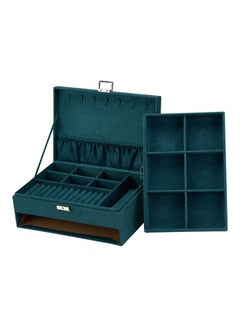Buy Jewelry Box Organizer Large 3 Layers Velvet Jewelry Box Fannel Jewelry Organizer with Lock Jewelry Display Holder Case for Earring Necklace Makeup Watches(Green) in Egypt