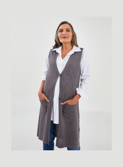 Buy Grace V-Neck Openwork Viscose Women's Vest Mid Grey in Saudi Arabia