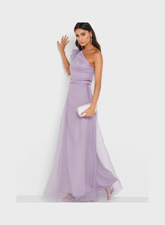 Buy One Shoulder Shimmer Dress Purple in UAE