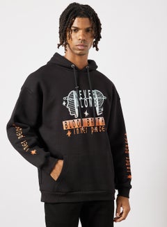 Buy Slogan Print Hoodie Black in UAE