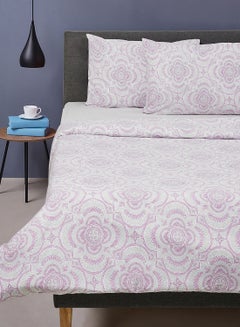 اشتري Duvet Cover Set- With 1 Duvet Cover 260X220 Cm And 2 Pillow Cover 50X75 Cm - For Super King Size Mattress - Lavendar 100% Cotton 180 Thread Count Lavendar في الامارات