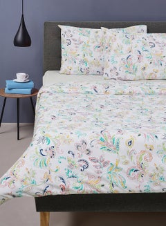 Buy Duvet Cover Set- With 1 Duvet Cover 200X200 Cm And 2 Pillow Cover 50X75 Cm - For Queen Size Mattress - Multi 100% Cotton 180 Thread Count Multi Queen in Saudi Arabia
