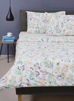 اشتري Duvet Cover Set- With 1 Duvet Cover 200X200 Cm And 2 Pillow Cover 50X75 Cm - For Queen Size Mattress - Multi 100% Cotton 180 Thread Count Multi Queen في السعودية