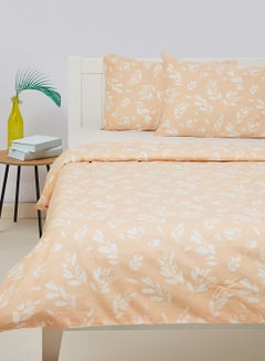 اشتري Duvet Cover Set- With 1 Duvet Cover 160X200 Cm And 2 Pillow Cover 50X75 Cm - For Double Size Mattress - Peach/White 100% Cotton 144 Thread Count Cotton Peach/White DoubleNone في السعودية