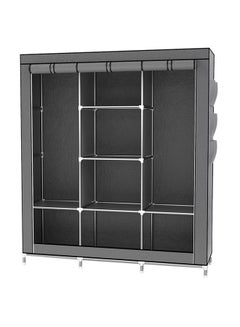 Buy Portable Fabric Canvas Wardrobe With Storage Cupboard Organiser Grey in UAE