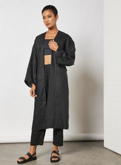 Buy Long Sleeve Kaftan Black in Saudi Arabia