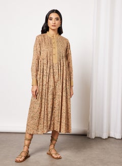Buy Floral Dress Beige in UAE