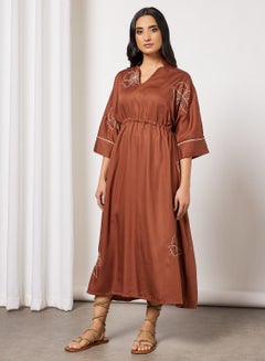 Buy Embroidered Kaftan Brown in Saudi Arabia