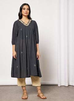 Buy Embroidered Kurta and Pants Set Navy in Saudi Arabia