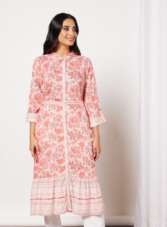 Buy Floral Print Kurta Pink in Saudi Arabia