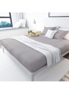 Buy Fitted Bed Sheet Set Cotton Light Grey 120 X 200cm in Egypt