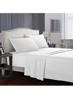 Buy Fitted Bed Sheet Set Cotton White 200 X 200cm in Egypt