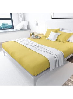 Buy Fitted Bed Sheet Set Cotton Yellow 140 X 200cm in Egypt