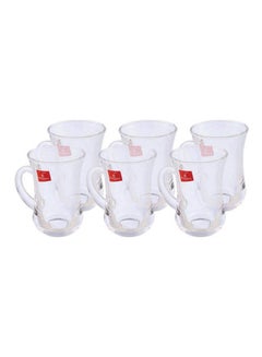 اشتري Glass Plain Coffee Mug Set 6 Pieces Clear 6.5 x 9cm في مصر