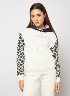 اشتري Leopard Sleeve Hoodie Beige في الامارات