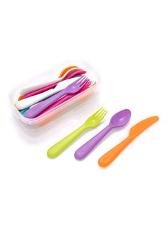 Buy 18-Piece Cutlery Set With Storage Box Multicolour 19x10cm in Saudi Arabia