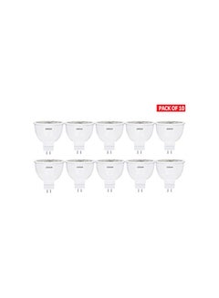 Buy 10-Piece  36 Degree Angle Non-Dimmable Eco Spotlight MR16 5.5 W Gu5.3 2700K 500Lm Led White in UAE