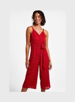 اشتري Tie Detailed Envelope Jumpsuit Red في السعودية