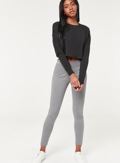 Buy Elasticated Waist Casual Leggings Grey in UAE