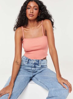 Buy Cropped Rib Knitted Camis Peach in Saudi Arabia