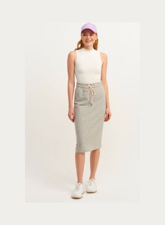 اشتري Midi Skirt With Comfortable Material Light Grey Melange في السعودية