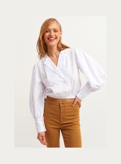 اشتري Cotton Crop Poplin Shirt White في السعودية