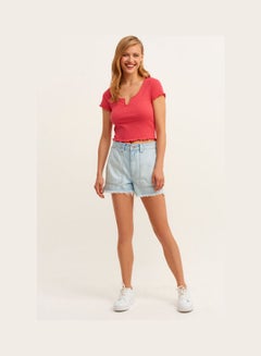 اشتري High Rise Mini Shorts Light Denim في السعودية