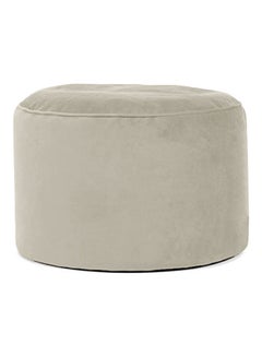 Buy Velvet Round Bean Bag Pouffe Light Grey 55x55x35cm in Saudi Arabia