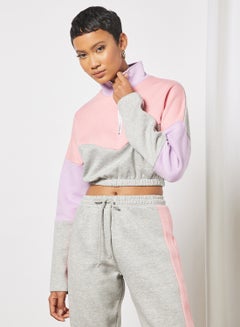 Buy Colourblock Cropped Sweatshirt Multicolour in Saudi Arabia