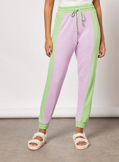 Buy Colourblock Sweatpants Green/Pink in UAE