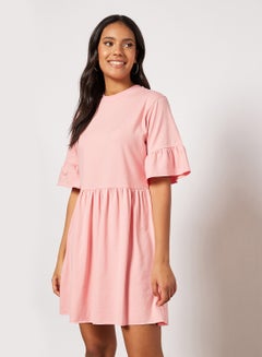 Buy Flared Sleeve Dress Pink in UAE